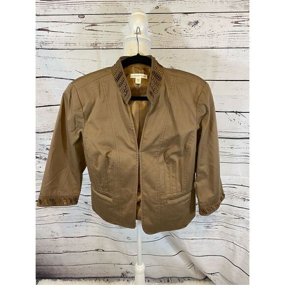 Coldwater Creek Tan 3/4 Sleeve Jacket Size 12 - Picture 1 of 4